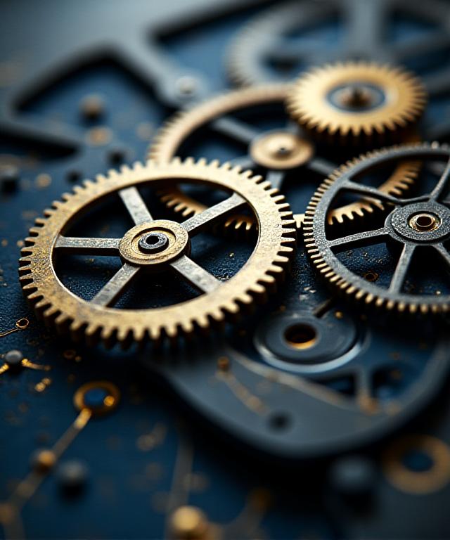 Abstract clockwork and digital security visualization