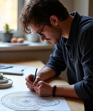 Watch designer sketching new concepts